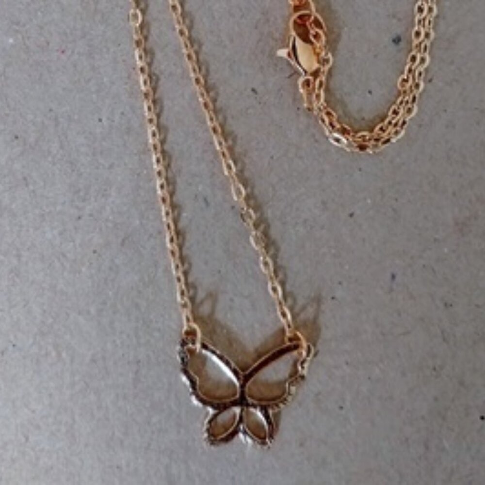 Yellow Gold Pendant - Women's - Butterfly Necklace - 10 inch NWOT